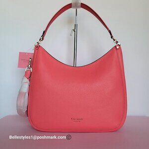 KATE SPADE Roulette Pebbled Leather Large Hobo Bag- Peach Melba color 🎈$178.